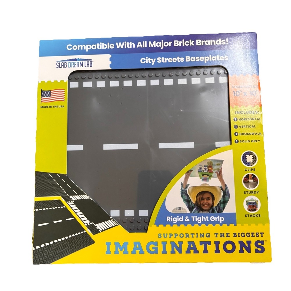 City Streets Baseplate 4 Pack‎ Set by Slab Dream Lab Lego Major Brand Compatible